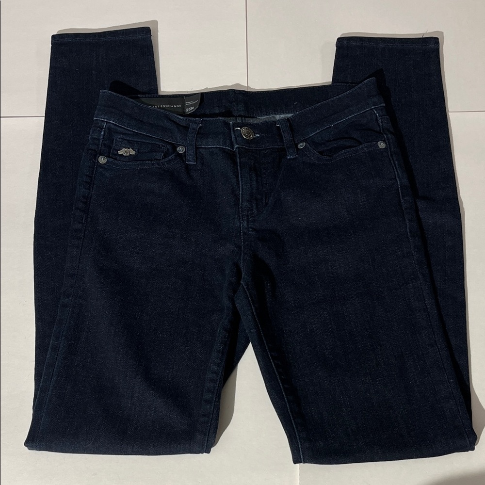 Armani Exchange Skinny Denim Jeans sz 25 Low Rise Dark Wash Y2K Casual